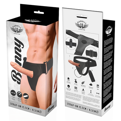 Arnês Oco Benny HARNESS ATTRACTION com Vibrador 15 cm para aumento e prazer.
