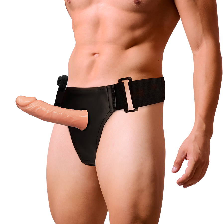 Arnês Oco Benny HARNESS ATTRACTION com Vibrador 15 cm para aumento e prazer.