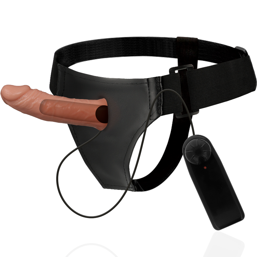 Arnês Oco Benny HARNESS ATTRACTION com Vibrador 15 cm para aumento e prazer.
