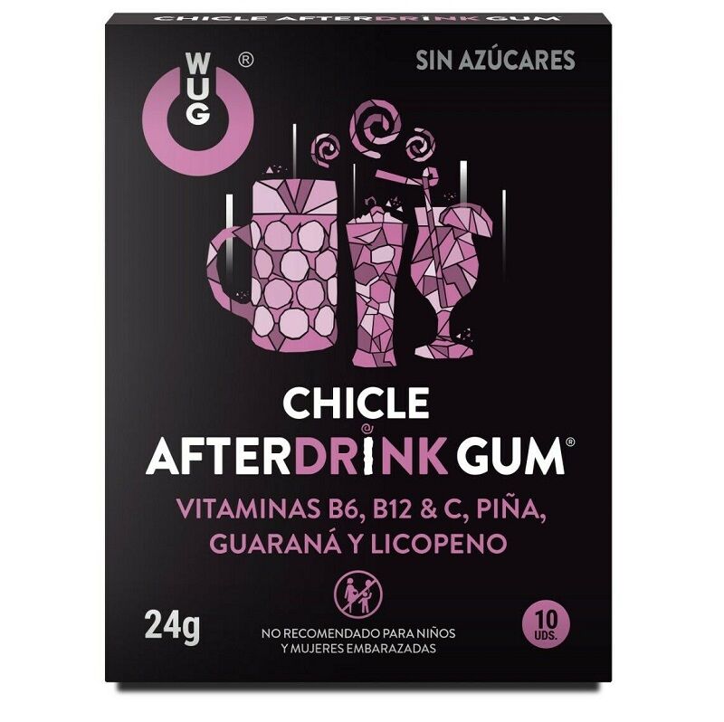 Embalagem de WUG GUM Pastilhas Anti-Ressaca After Drink 10 Unidades, mostrando o produto