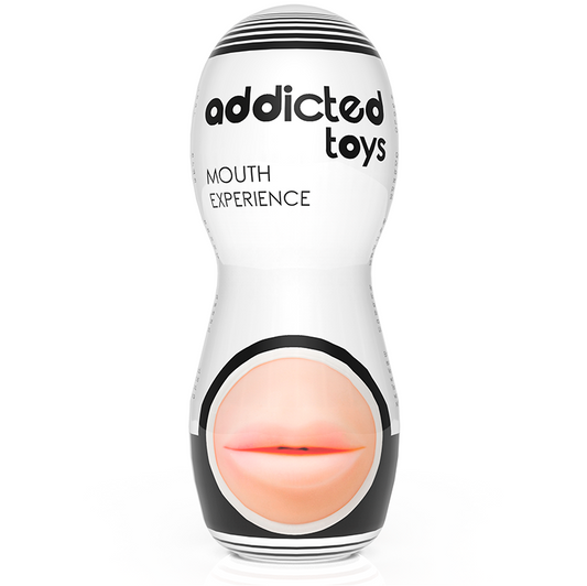 Imagem do Masturbador Masculino Boca Realista da ADDICTED TOYS, detalhando seu formato e material TPR.