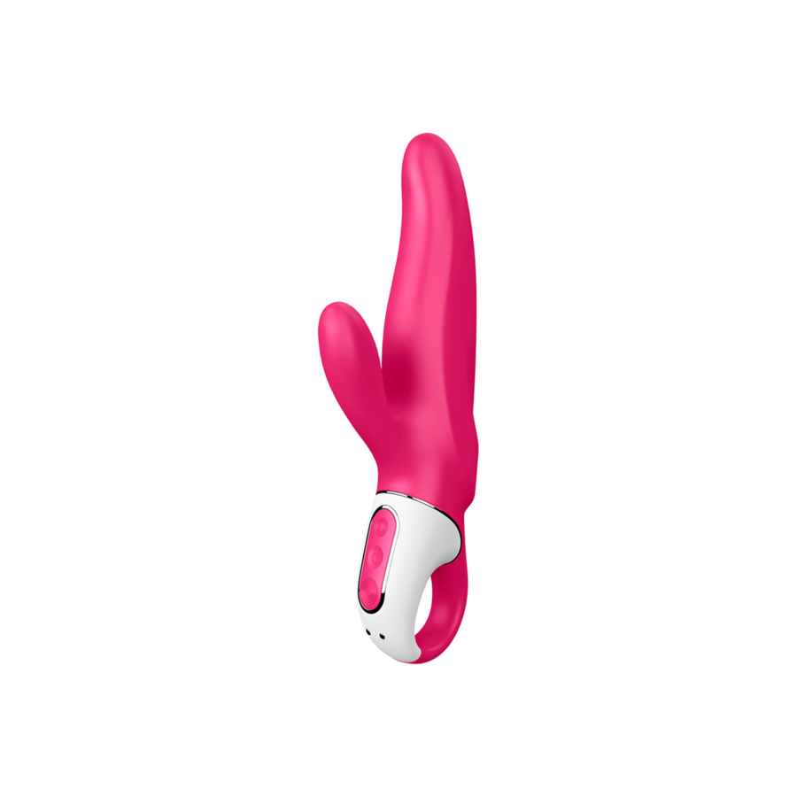 Close-up do Satisfyer Vibrador de Coelho Mr. Rabbit Duplo Estimulador, mostrando sua forma ergonómica e silicone suave.