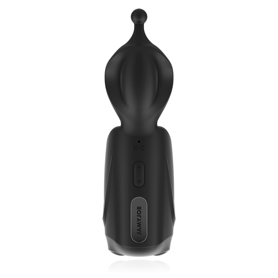 Close-up of the Jamyjob Masturbador Masculino Vibratório Recarregável showing its silicone texture and features.