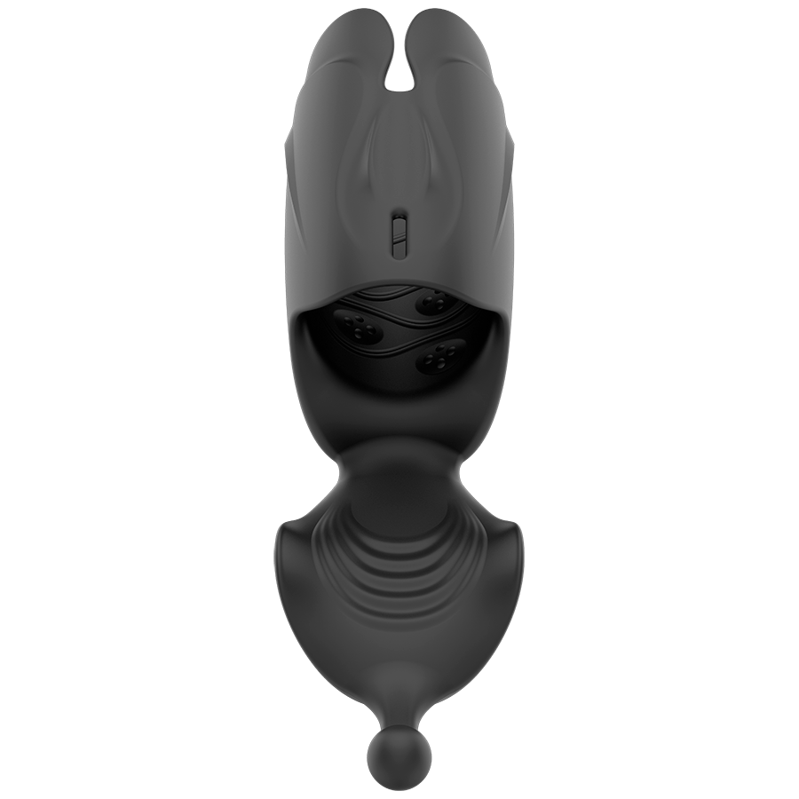 Close-up of the Jamyjob Masturbador Masculino Vibratório Recarregável showing its silicone texture and features.
