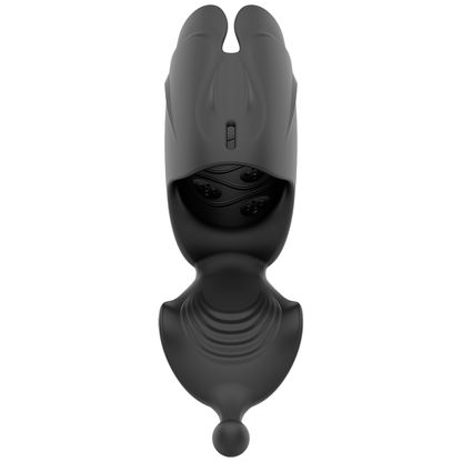 Close-up of the Jamyjob Masturbador Masculino Vibratório Recarregável showing its silicone texture and features.