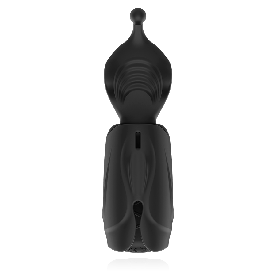 Close-up of the Jamyjob Masturbador Masculino Vibratório Recarregável showing its silicone texture and features.