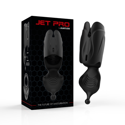Close-up of the Jamyjob Masturbador Masculino Vibratório Recarregável showing its silicone texture and features.