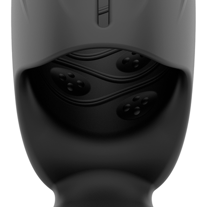 Close-up of the Jamyjob Masturbador Masculino Vibratório Recarregável showing its silicone texture and features.