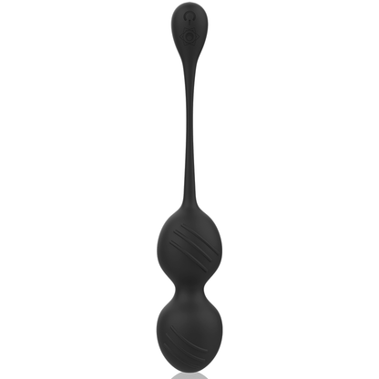 Close-up das Bolas de Kegel Vibratórias Recarregáveis RITHUAL Nisha Orquídea, mostrando seu design ergonómico e material de silicone.