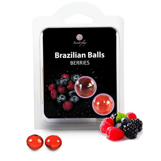 SECRETPLAY 2 Bolas Brasileiras de Óleo de Massagem com aroma de Bagas para preliminares eróticas.