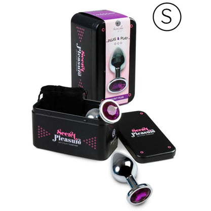 SECRETPLAY Plug Anal Metálico Lila S, com base decorada em forma de diamante.