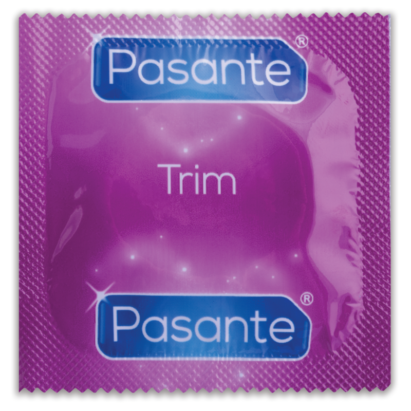 Embalagem de preservativos PASANTE Thin Trim, 12 unidades, para um ajuste confortável e seguro.