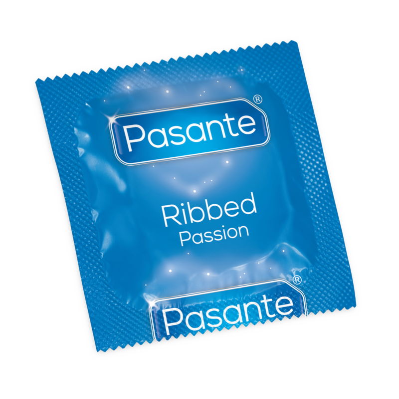 Embalagem de preservativos PASANTE Pontuados para prazer intenso, 12 unidades.
