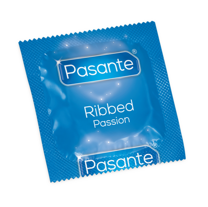 Embalagem de preservativos PASANTE Pontuados para prazer intenso, 12 unidades.