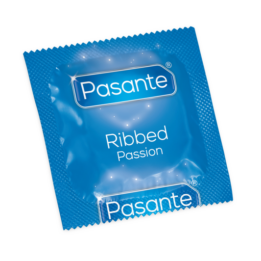 Embalagem de preservativos PASANTE Pontuados para prazer intenso, 12 unidades.
