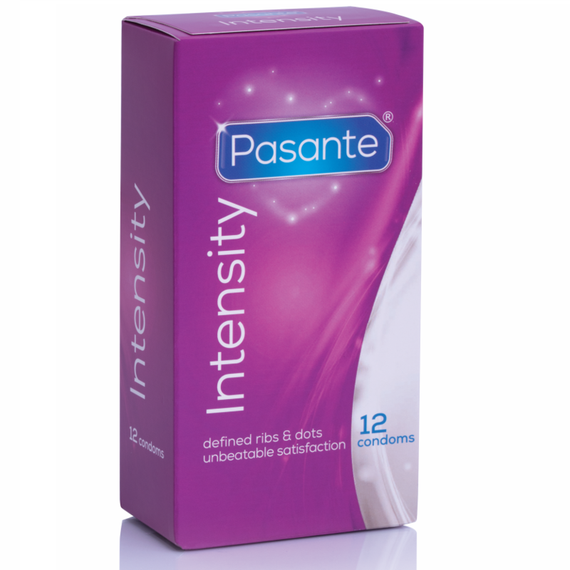 Preservativos PASANTE de Pontos e Nervuras para Intensidade, pacote com 12 unidades