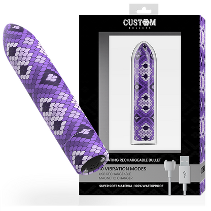 Bala Vibratoria Recargable Magnética Morada con 10 Vibraciones