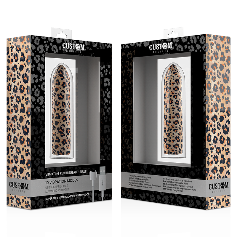 Balas Vibratorias Recargables Leopardo con 10 Intensidades