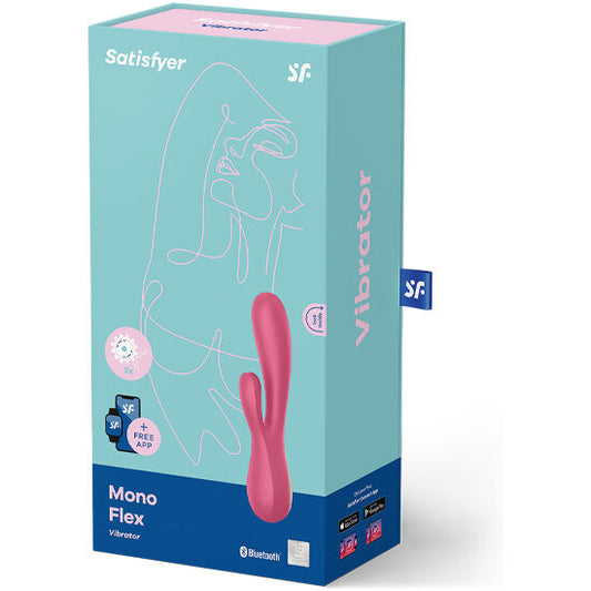 Close-up do Satisfyer Mono Flex Vermelho, um vibrador flexível com app, mostrando o seu design ergonómico e material de silicone.