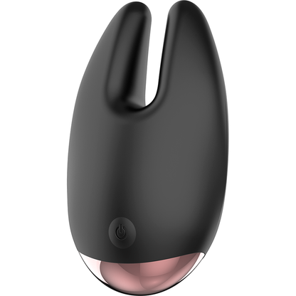 Coquette Chic Desire Estimulador Clitoriano Recarregável Preto/Ouro com 10 Vibrações, exibindo seu design elegante e material de silicone.