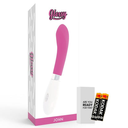 Vibrador Curvo GLOSSY John Rosa em silicone com design ergonómico