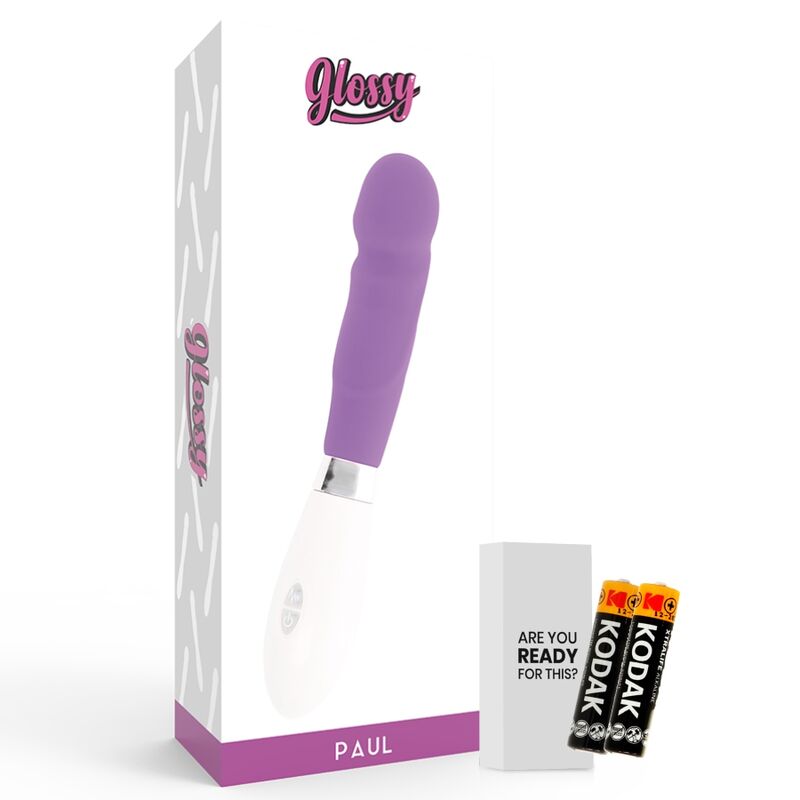Vibrador GLOSSY Paul Realista Roxo com 10 funções para prazer feminino