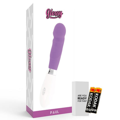 Vibrador GLOSSY Paul Realista Roxo com 10 funções para prazer feminino