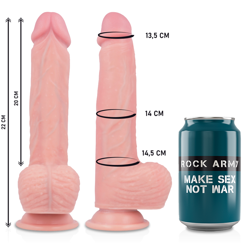 Close-up do Vibrador Realista ROCKARMY Hawk de Silicone Líquido, mostrando o seu design e textura realistas.