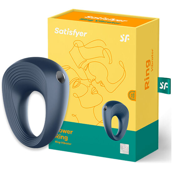 Anel vibrador Satisfyer 2 para estimulação peniana e clitoriana, feito de silicone azul e recarregável via USB.