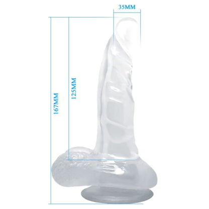 Dildo Realístico BAILE 16.7 CM com Ventosa e Testículos Transparente
