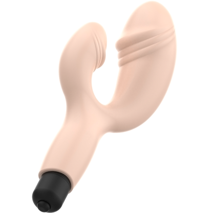 Close-up do Vibrador Coelho OHMAMA Clássico, mostrando seu design ergonómico de silicone e o estimulador de clítoris.