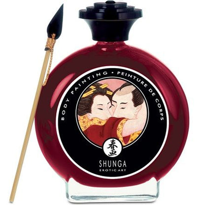 Pintura Corporal Comestível SHUNGA Sabor Morango e Cava com Pincel para experiências sensuais