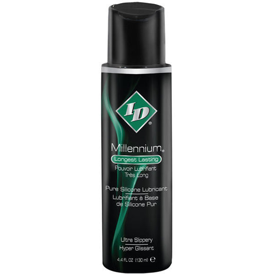 Frasco de ID MILLENIUM Lubrificante Silicone 130ml para deslizamento prolongado.