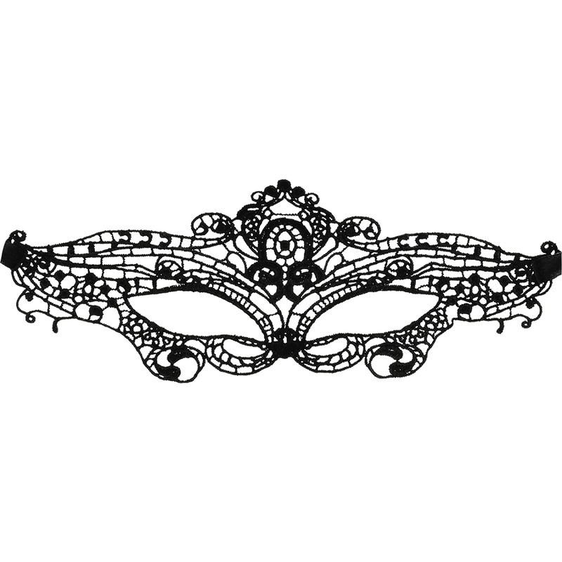 Coquette Chic Desire Máscara de Renda Fina Preta Sensual, detalhe da textura e design elegante.