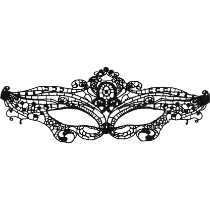 Coquette Chic Desire Máscara de Renda Fina Preta Sensual, detalhe da textura e design elegante.