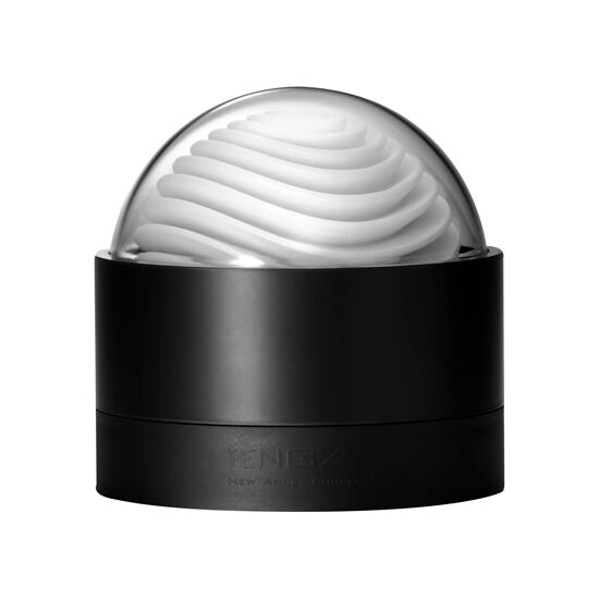 Close-up do masturbador masculino TENGA GEO AQUA, mostrando sua textura geométrica e design ergonómico.