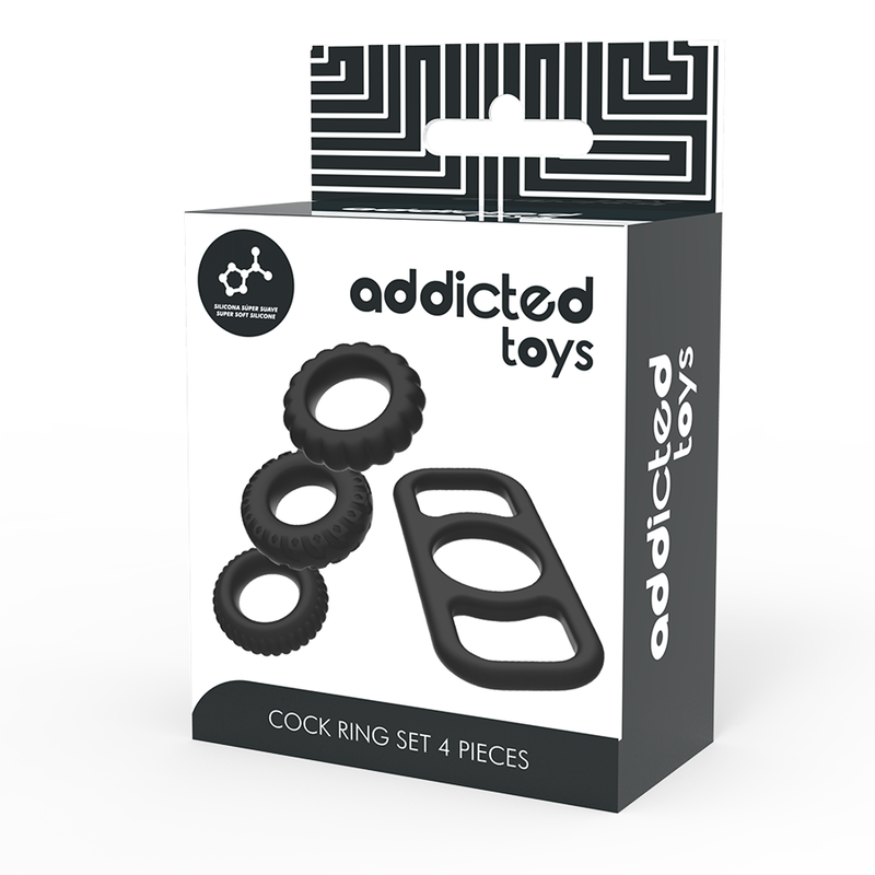 ADDICTED TOYS Conjunto de Anéis Penianos de Silicone Flexível 4 Peças.
