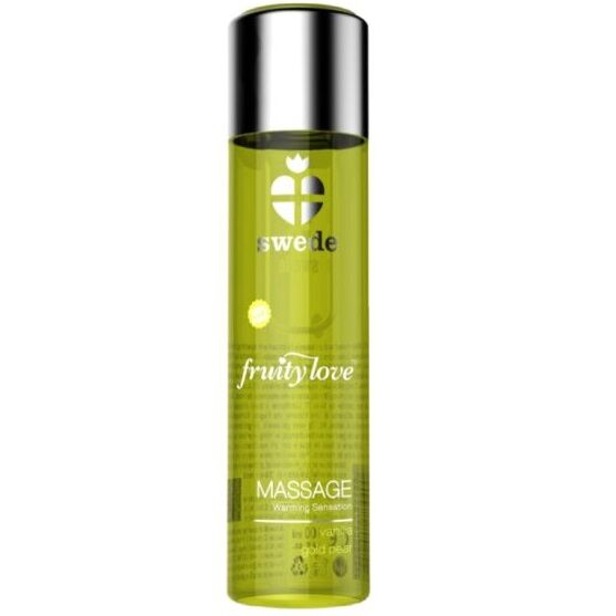 SUECO - ACEITE DE MASAJE FRUITY LOVE CON EFECTO CALOR, VAINILLA Y PERA DORADA, 60 ML.