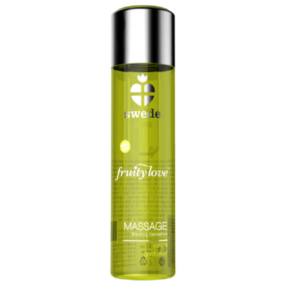 SUECO - ACEITE DE MASAJE FRUITY LOVE CON EFECTO CALOR, VAINILLA Y PERA DORADA, 120 ML