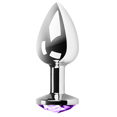 SECRETPLAY Plug Anal Metálico Lila S, com base decorada em forma de diamante.
