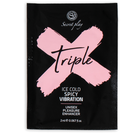 Secretplay Gel Intensificador de Prazer Dose Única Triplo X 2ml em embalagem prática.
