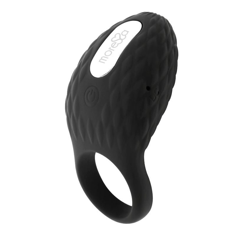 Imagem detalhada do MORESSA Anel Vibrante Recarregável Premium Zac, mostrando seu design ergonómico e material de silicone.
