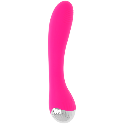 Close-up do Vibrador Flexível OHMAMA para Estimulação do Ponto G, mostrando o design curvado e material de silicone.