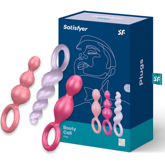 Satisfyer Conjunto de Plugs Anais 3 Peças Tricolor em silicone macio, ideal para exploração gradual.