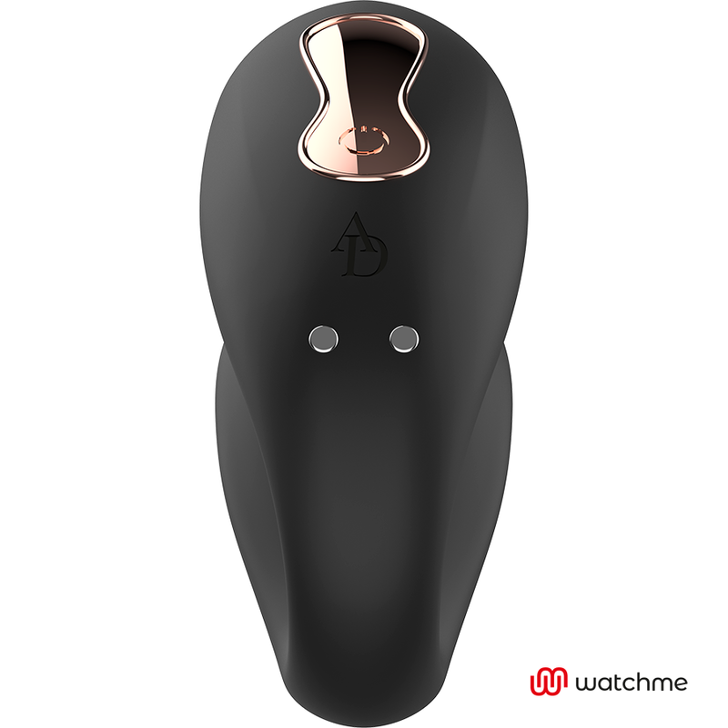 Close-up do vibrador ANNE'S DESIRE Dual Pleasure U-Shape WATCHME Preto, destacando o design ergonómico e a textura de silicone.