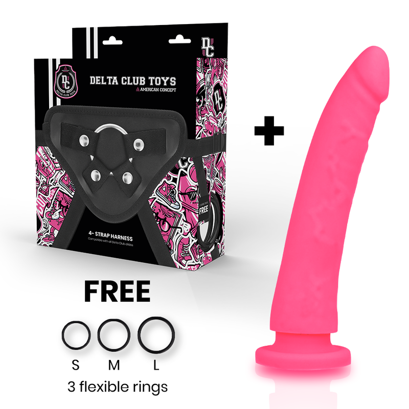 DELTA CLUB - ARNÉS DE JUGUETE + PENE DE SILICONA ROSA 20 CM -O- 4 CM