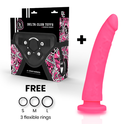 DELTA CLUB - ARNÉS DE JUGUETE + PENE DE SILICONA ROSA 20 CM -O- 4 CM
