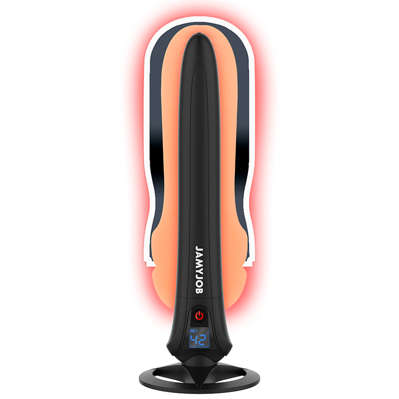 JAMYJOB Aquecedor de Mangas para Masturbadores, com destaque para o design compacto e a porta USB.