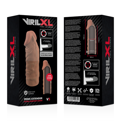 Extensão de Pénis VirilXL V5 Marrom de Silicone Líquido