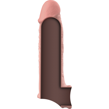 Close-up of the VIRILXL Extensão de Pénis Natural de Silicone Líquido V9 showing its design and texture.